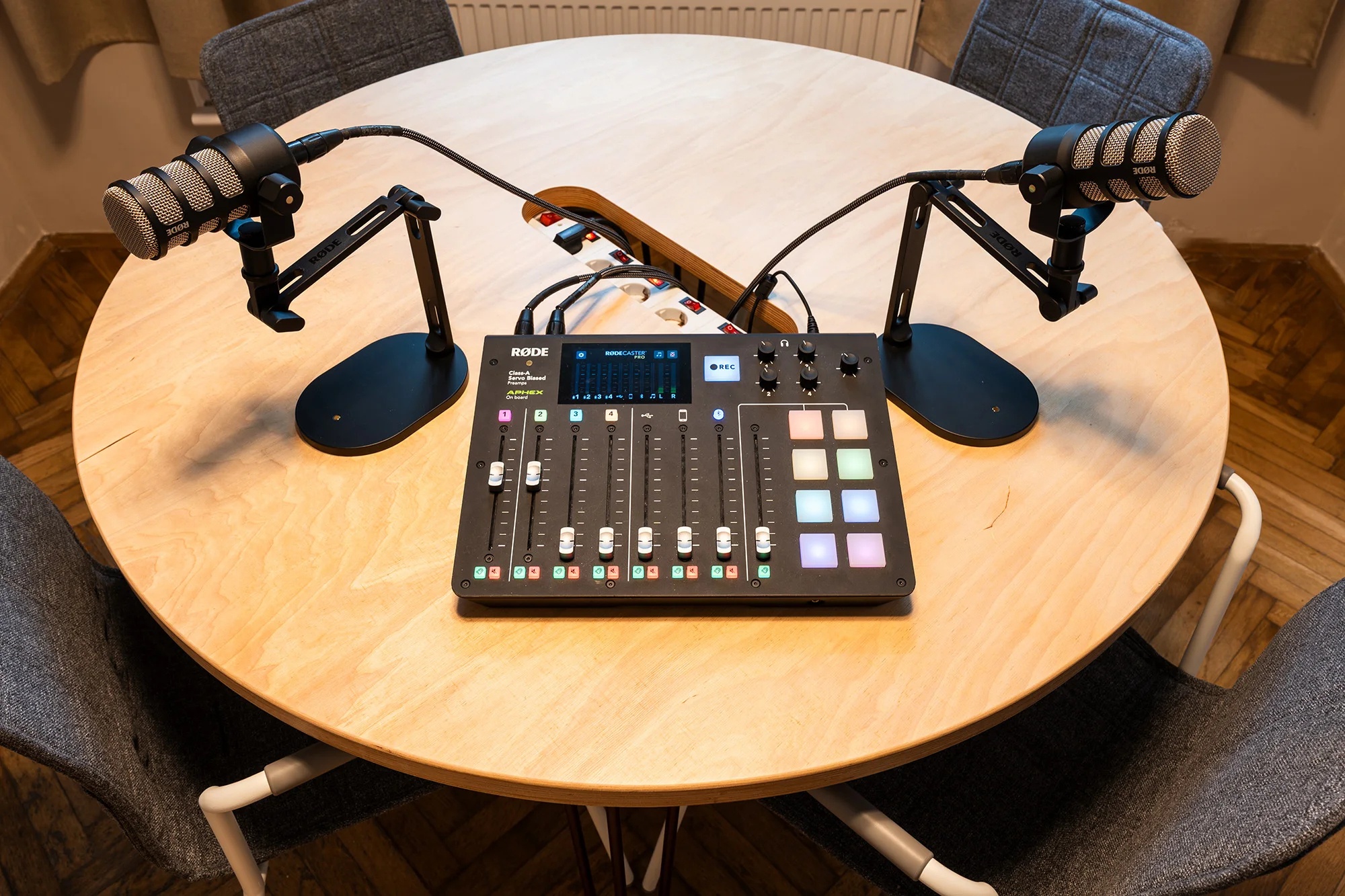Recording podcast at Yolk's podcast studio in Kraków